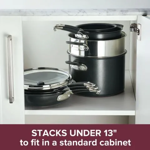 10pc Anolon SmartStack Hard Anodized Nesting Cookware Set