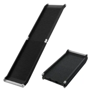 160CM Foldable Pet  Travel Ramp Stairs with Raised Sides and Non-slip Surface-Black