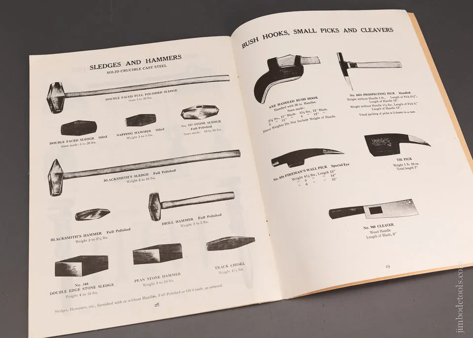 1921 Book REPRINT: Collins & Co. Axes. Hatchets. Adzes. Etc. Etc. - 103520