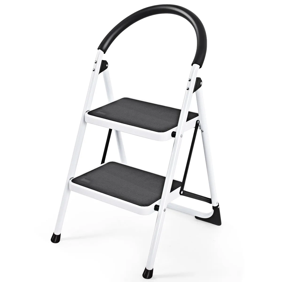 2 Step Folding Household Ladder with Anti-Slip Platform and Grip