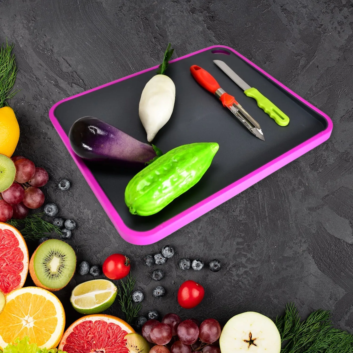 2462 Vegetables and Fruits Cutting Chopping Board Plastic Chopper Cutter Board Non-slip Antibacterial Surface with Extra Thickness