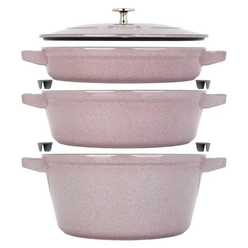 4pc Cast Iron Stackable Cookware Set, Lilac