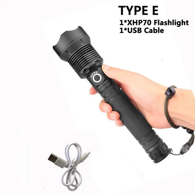 90000 lumens XLamp xhp70.2 hunting most powerful led flashlight rechargeable usb torch cree xhp70 xhp50 18650 or 26650 battery