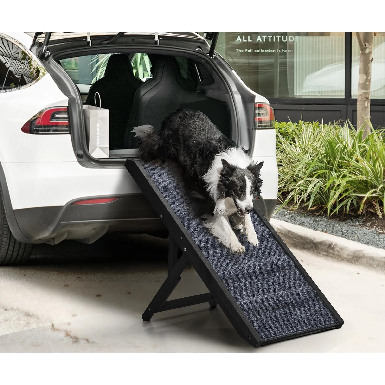 Alopet Dog Pet Ramp Adjustable Height Dogs Stairs Bed Sofa Car Foldable 90cm