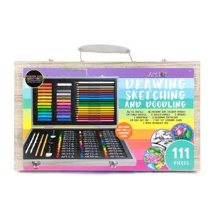 Art 101 Ultimate Drawing, Sketching & Doodle Wood Art Set - 111 Pieces