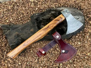 Awesome Custom Handmade Damascus Steel Axe With Leather Sheath High-quality Camping Axe Tactical Survival Hatchets Compact Backpacking Axe