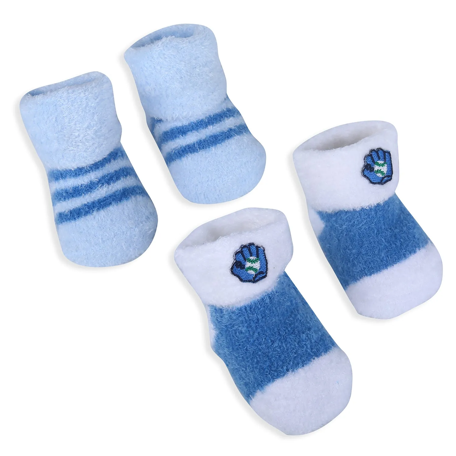 Baby Moo Baseball And Stripes Newborn Breathable Infant Cotton Socks - Blue