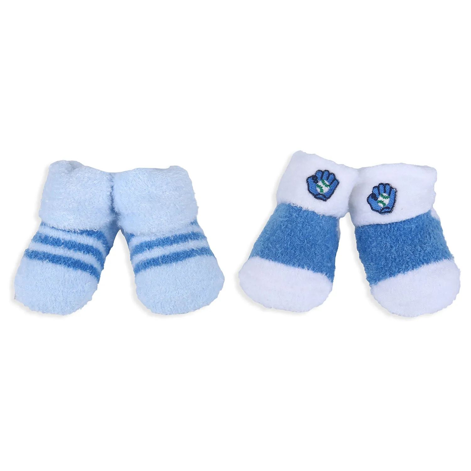 Baby Moo Baseball And Stripes Newborn Breathable Infant Cotton Socks - Blue