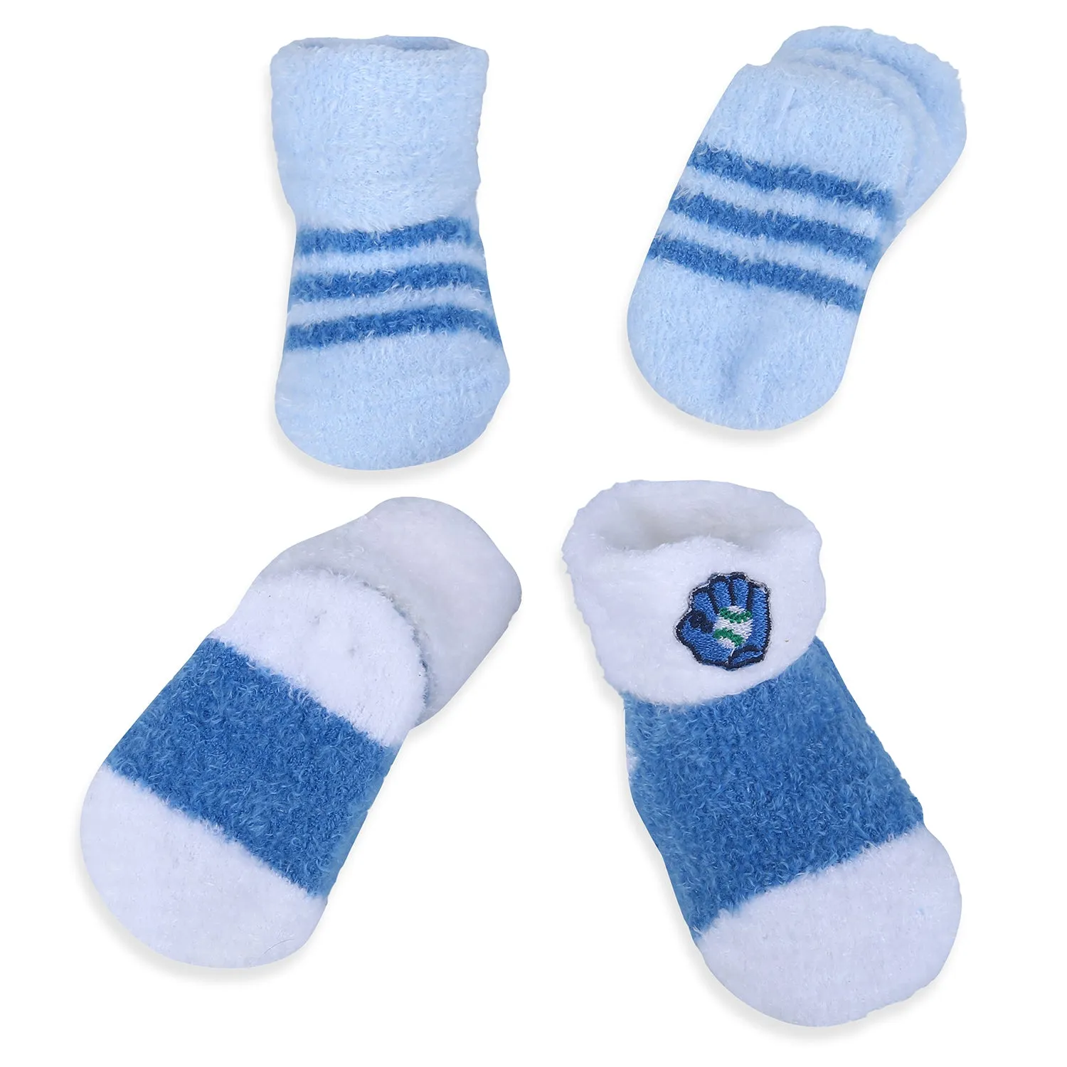 Baby Moo Baseball And Stripes Newborn Breathable Infant Cotton Socks - Blue