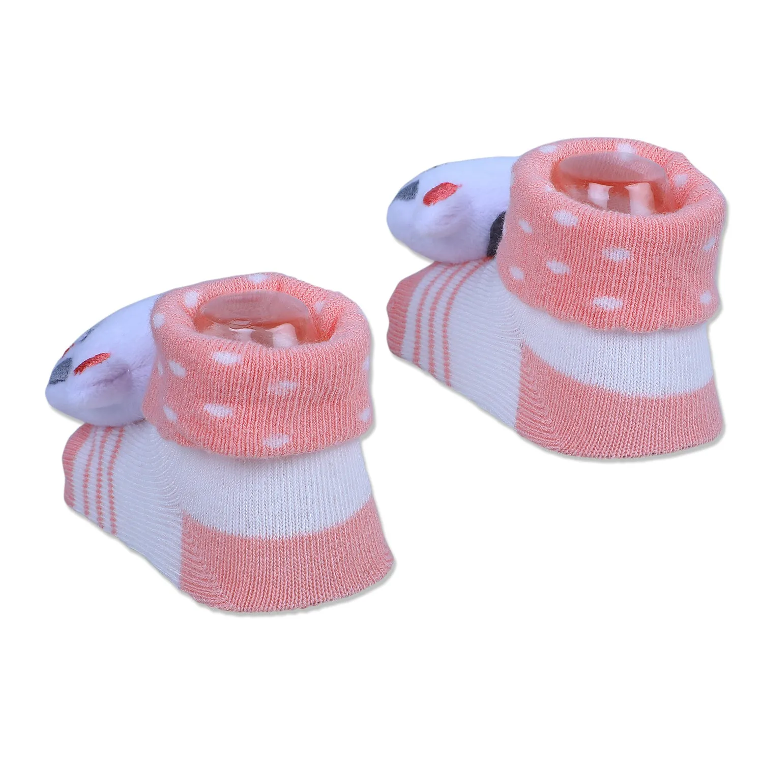 Baby Moo Cute Cow Cotton Anti-Skid 3D Socks - Peach