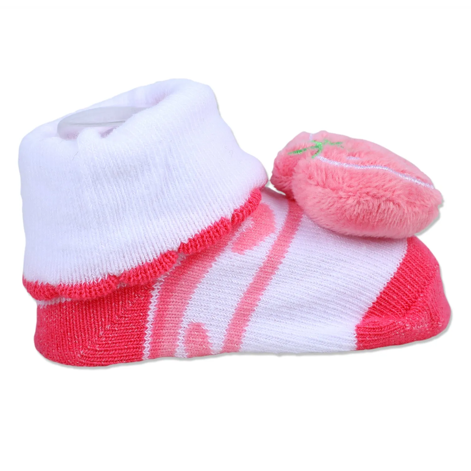 Baby Moo Strawberry Cotton Anti-Skid 3D Socks - Pink