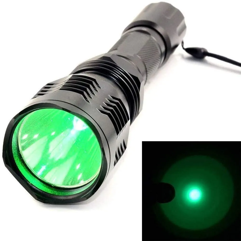 BESTSUN Green Hunting Flashlight Rechargeable 1000 Lumen, 350 Yards Long Range Green LED Light Tactical Flashlight Brightest Waterproof Coyote Hog LED Flashlights with Charger