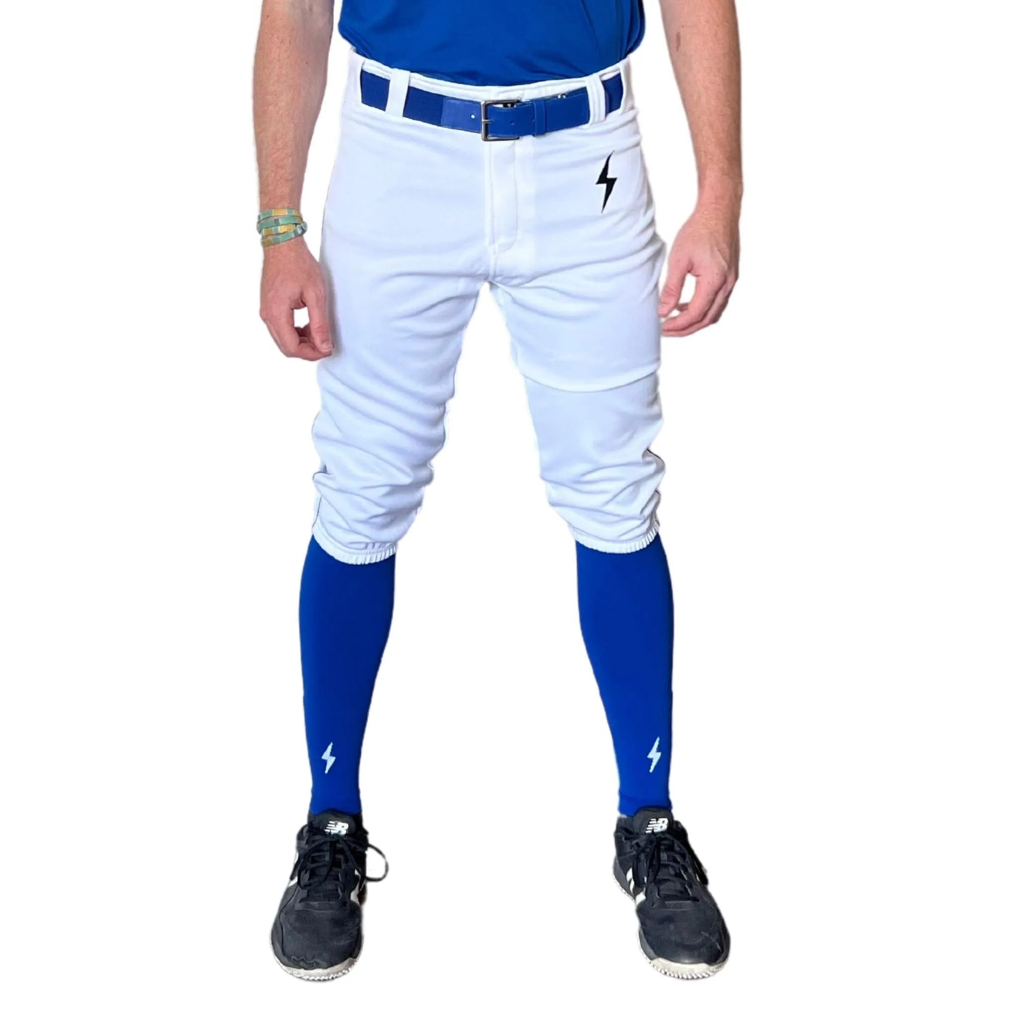 BRUCE BOLT Premium Pro Baseball Knicker - WHITE w/ Royal