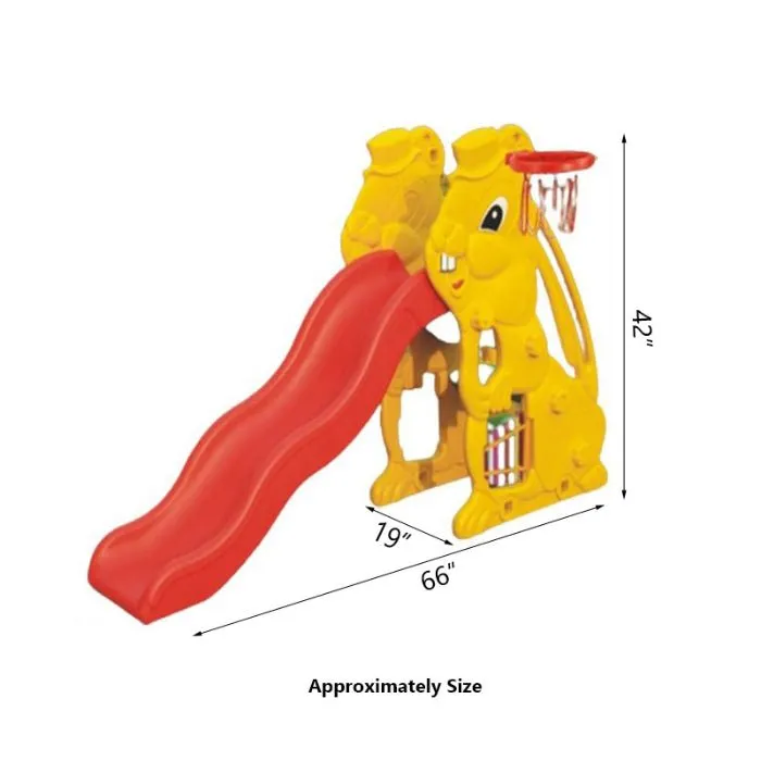 Bunny Theme 2 in 1 Slide and Basketball Hoop Playset