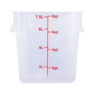 CAC China FS2P-SQ8T Food Storage CTR. Sq. PP Trans. 8QT /Each