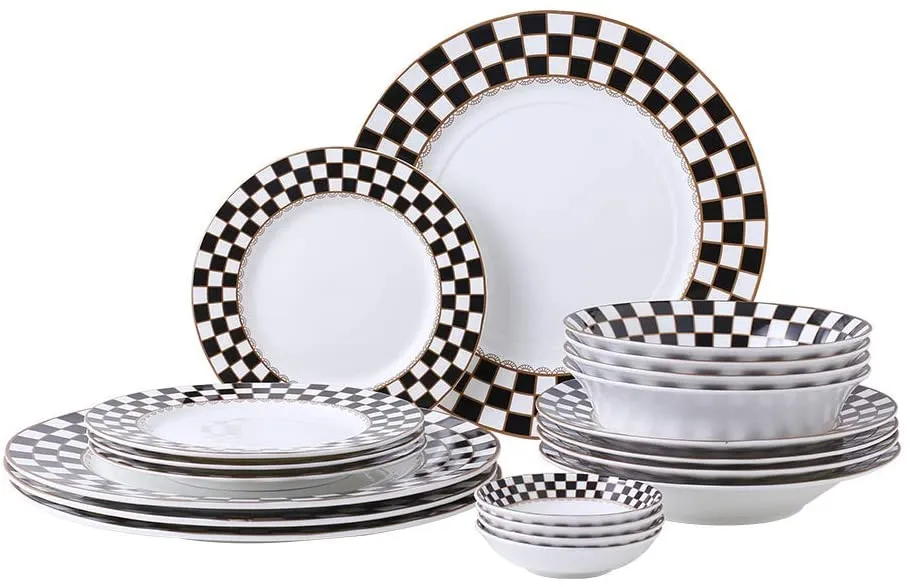 Checker Pattern 24-piece Square Dinnerware Set for 6