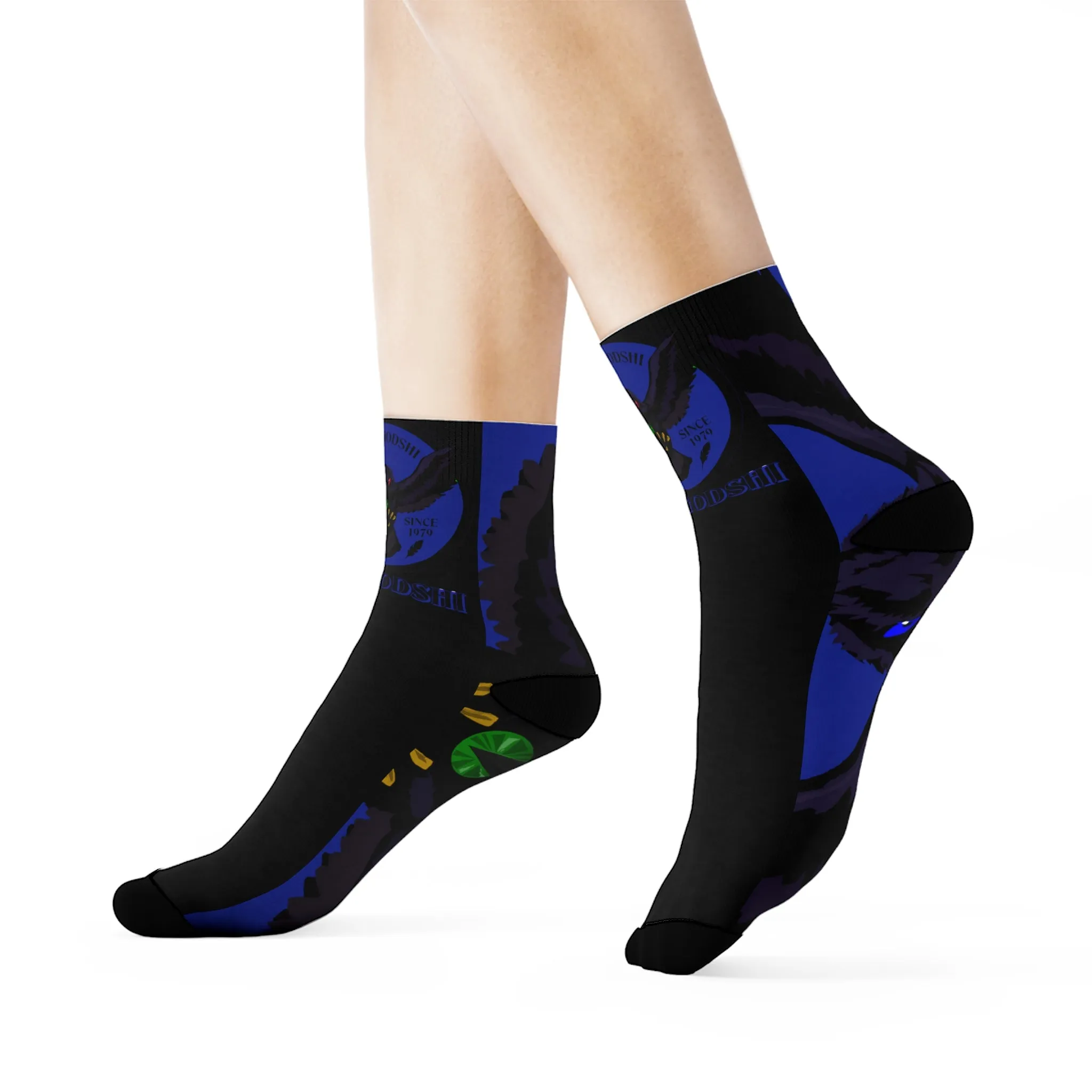 Crowgodshi First Generation Limited Edition Black Socks, DUKE BLUE LOGO