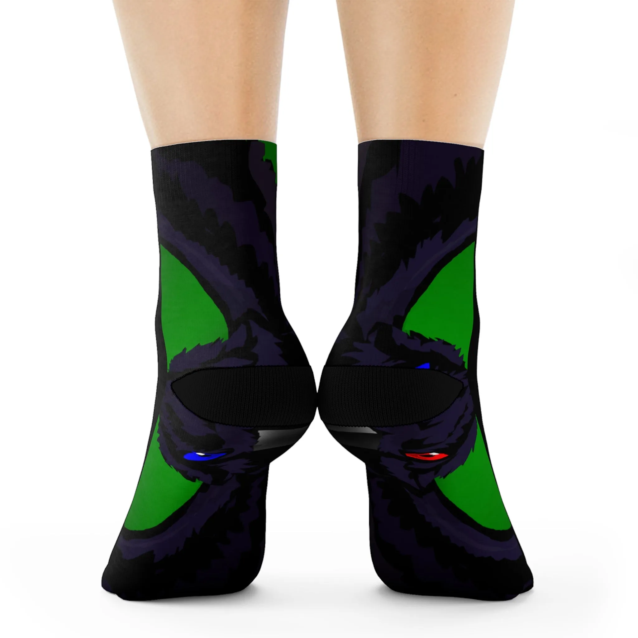 Crowgodshi First Generation Limited Edition Black Socks, GREEN LOGO