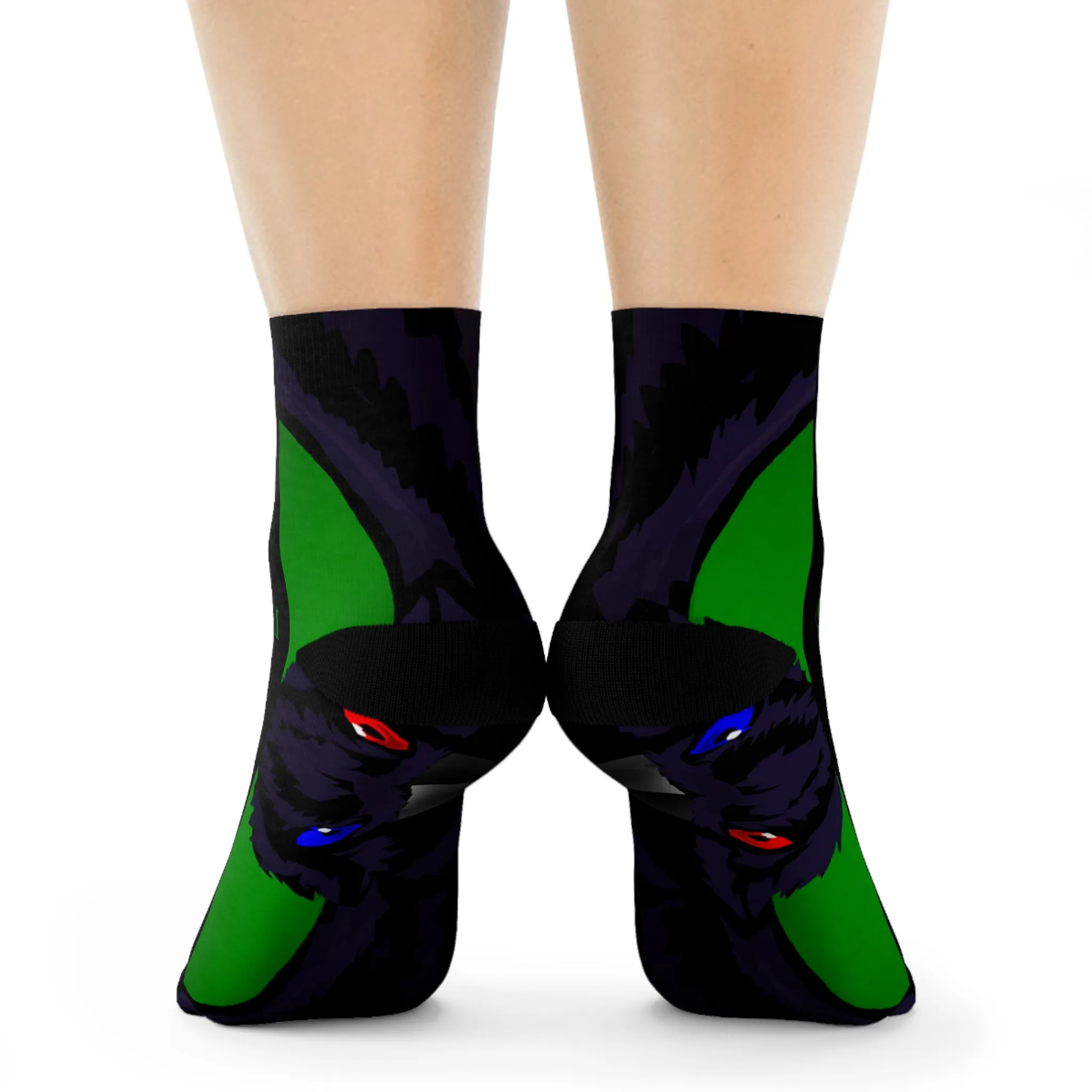 Crowgodshi First Generation Limited Edition Black Socks, GREEN LOGO