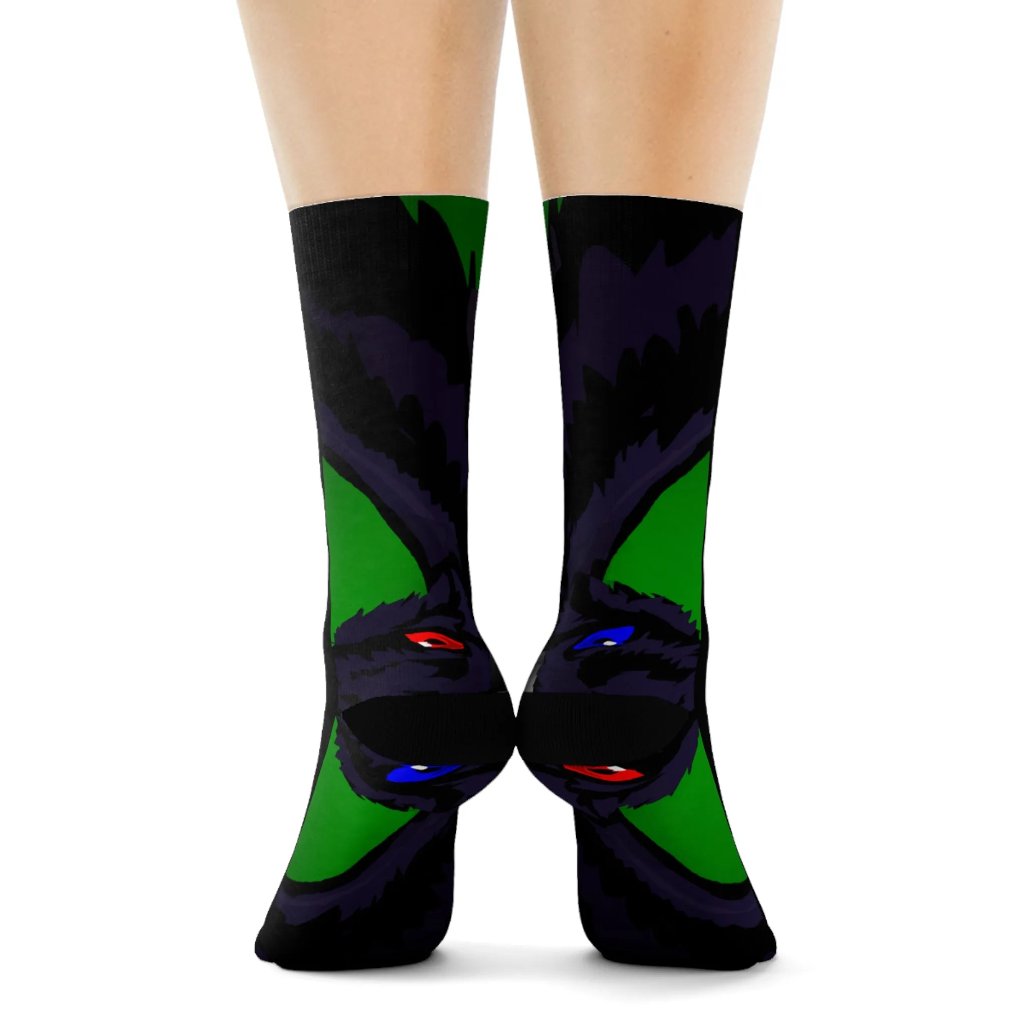 Crowgodshi First Generation Limited Edition Black Socks, GREEN LOGO