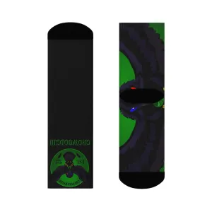 Crowgodshi First Generation Limited Edition Black Socks, GREEN LOGO