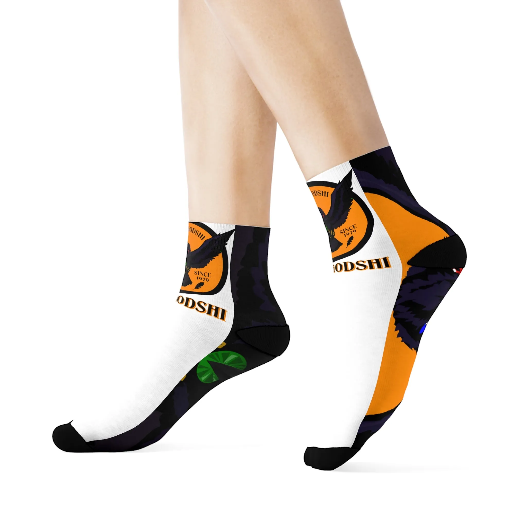 Crowgodshi First Generation Limited Edition White Socks, ORANGE LOGO