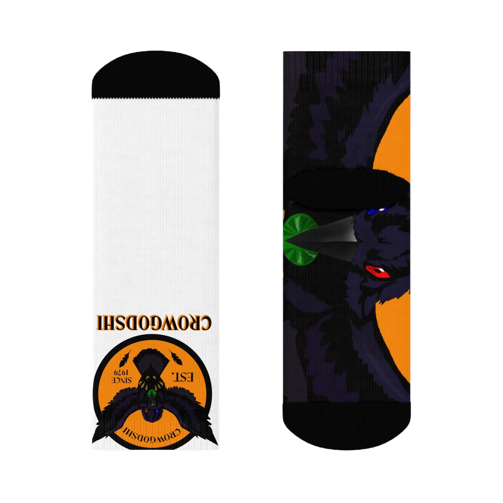 Crowgodshi First Generation Limited Edition White Socks, ORANGE LOGO