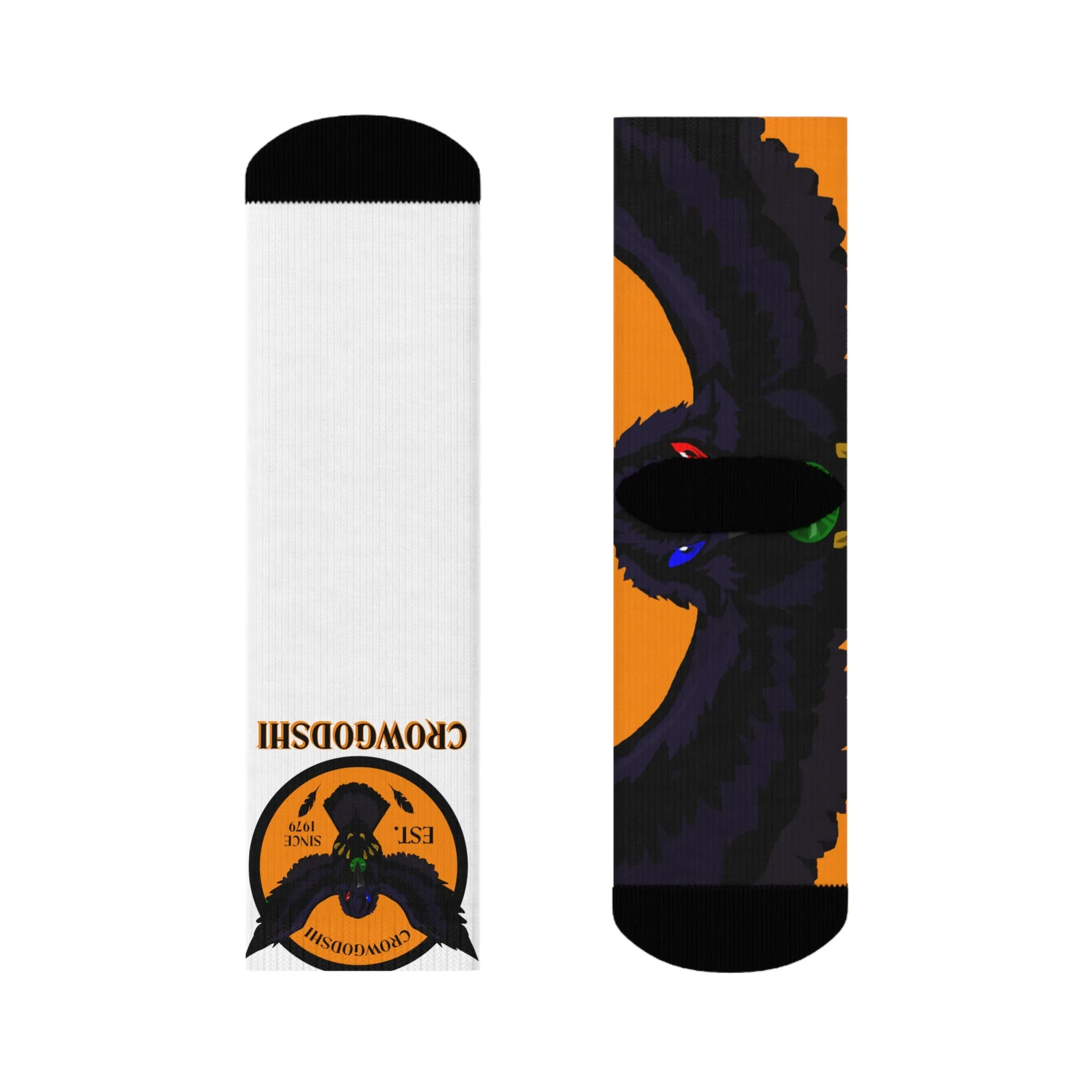 Crowgodshi First Generation Limited Edition White Socks, ORANGE LOGO