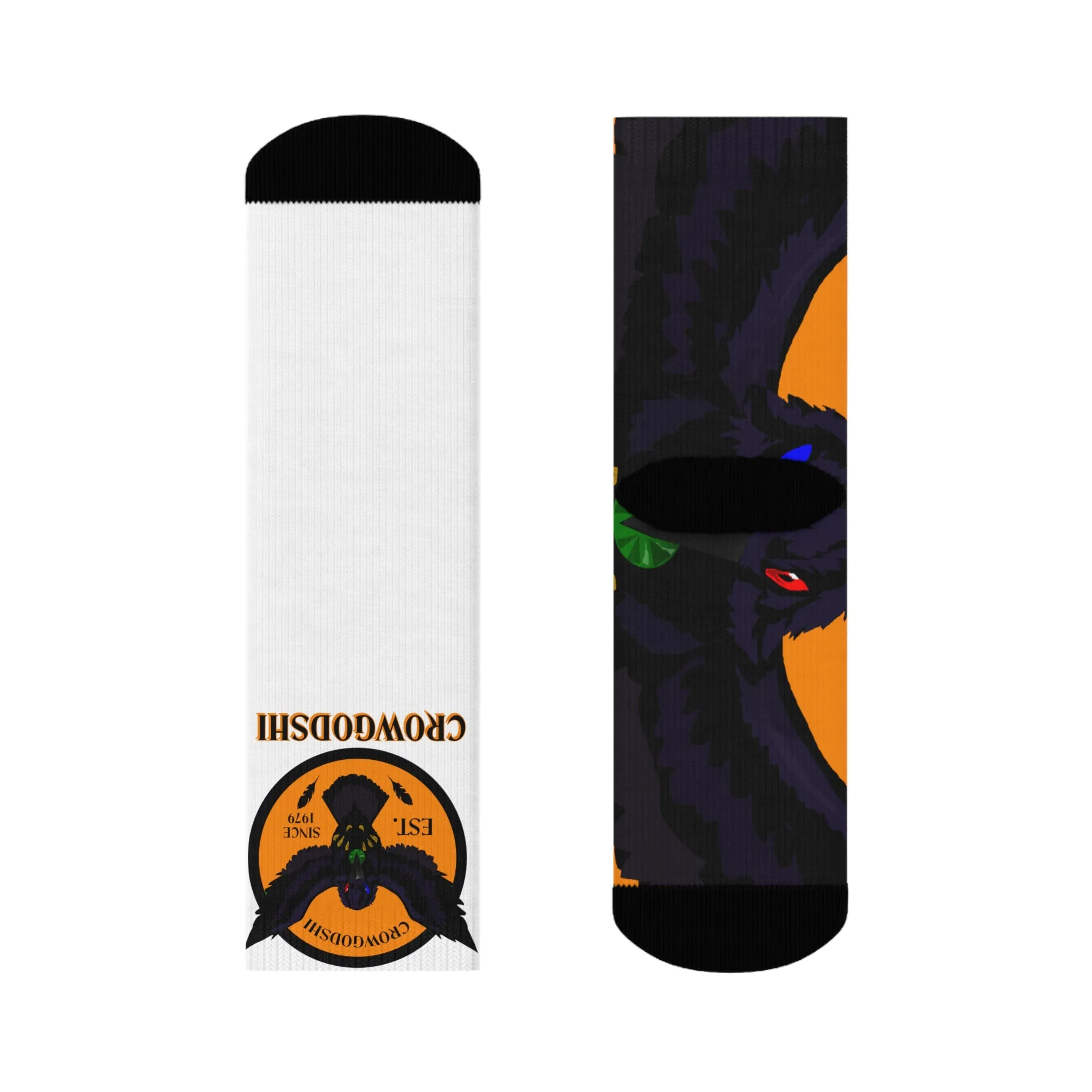 Crowgodshi First Generation Limited Edition White Socks, ORANGE LOGO