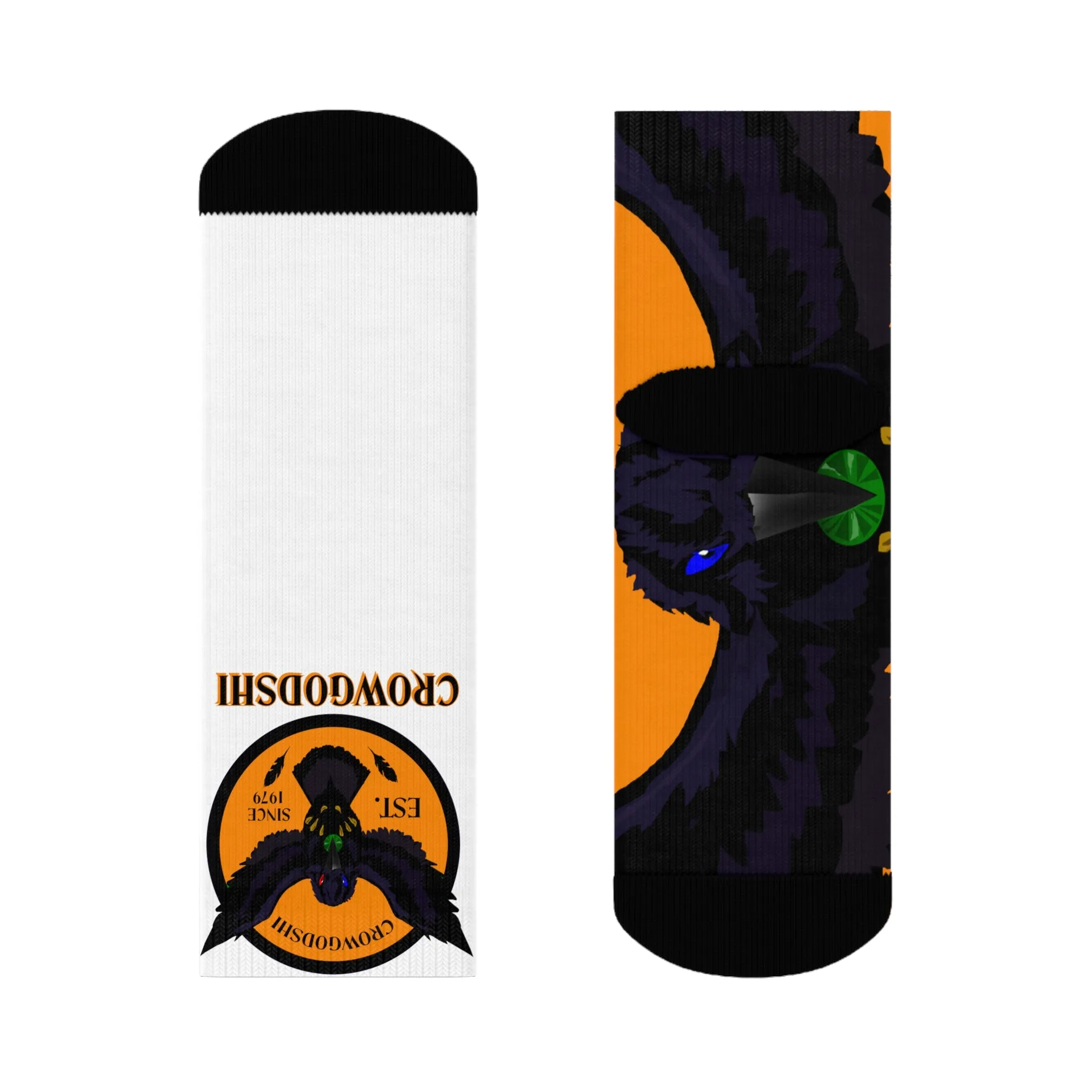 Crowgodshi First Generation Limited Edition White Socks, ORANGE LOGO