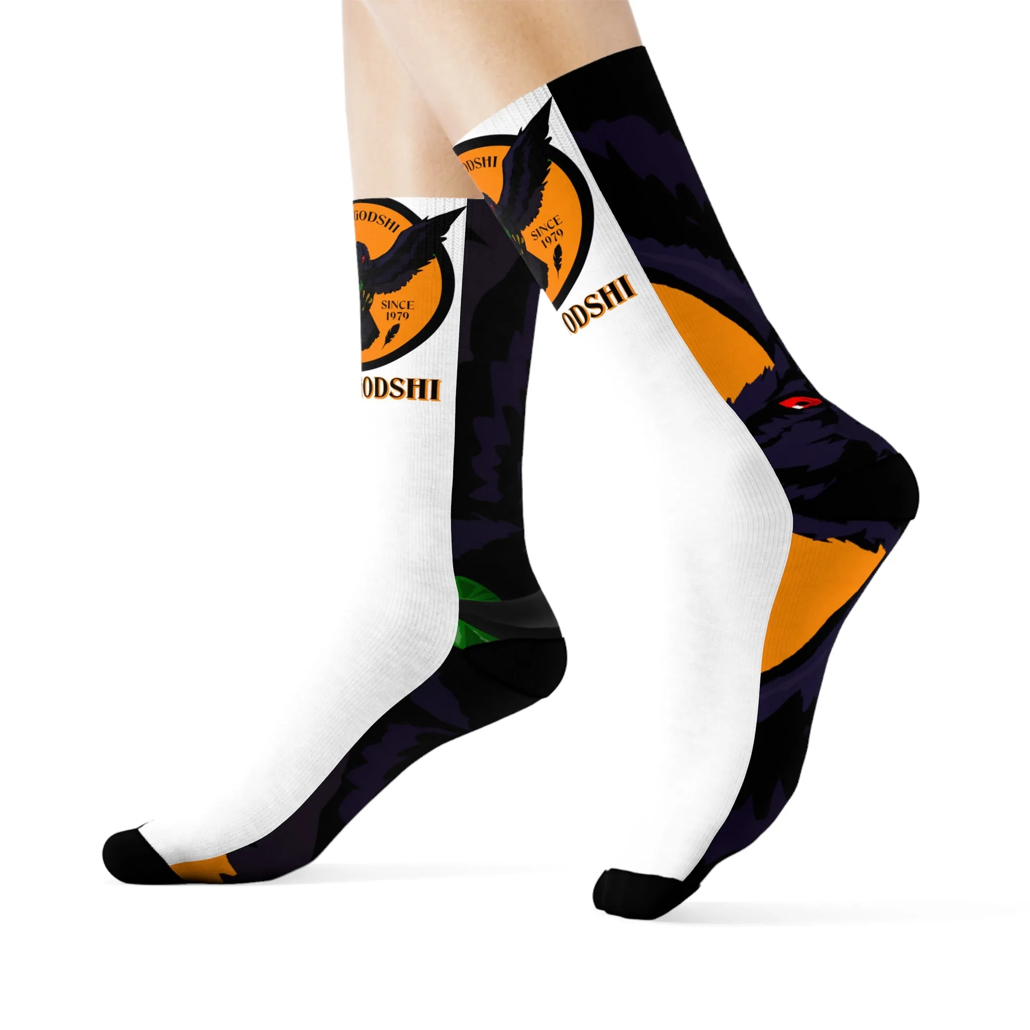 Crowgodshi First Generation Limited Edition White Socks, ORANGE LOGO