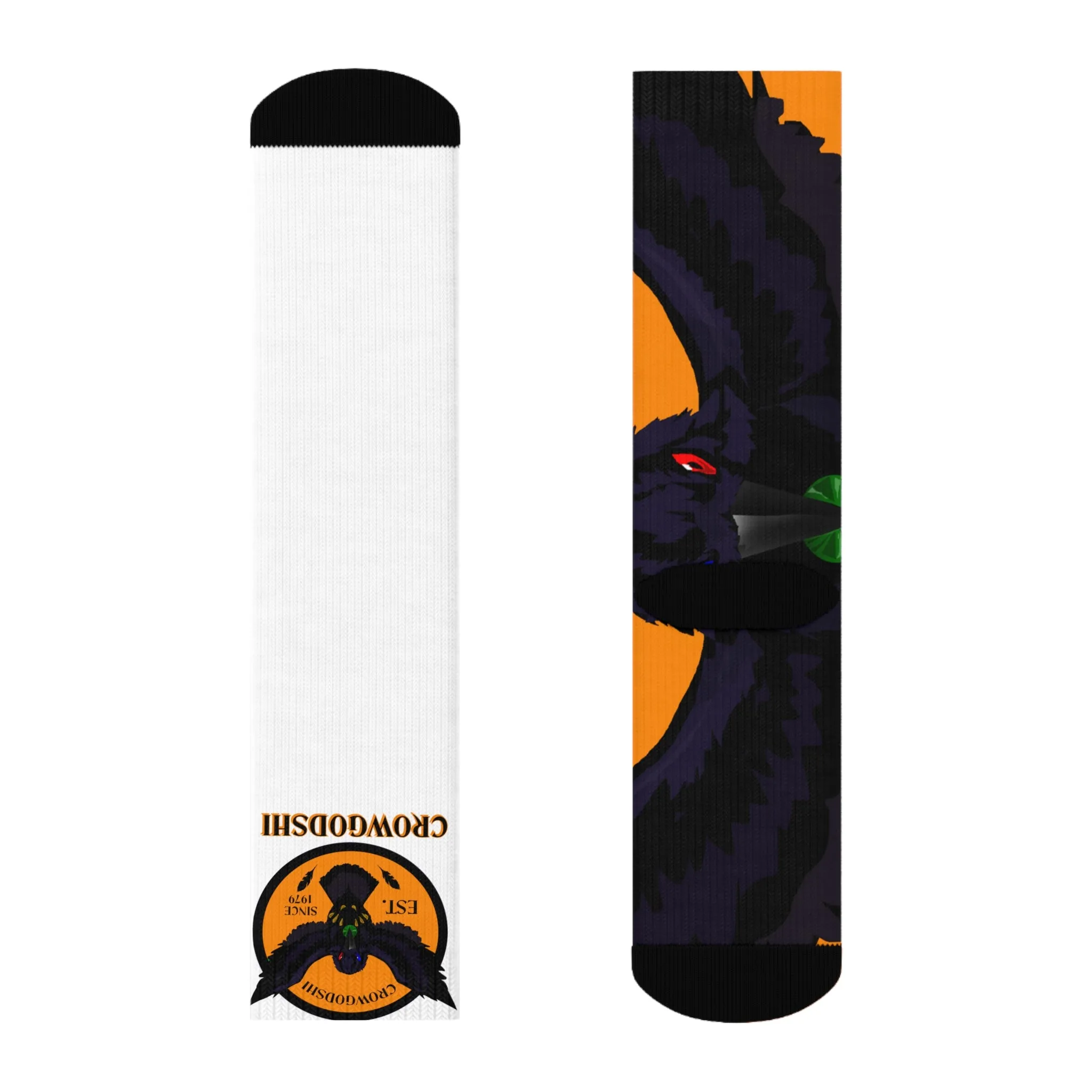 Crowgodshi First Generation Limited Edition White Socks, ORANGE LOGO