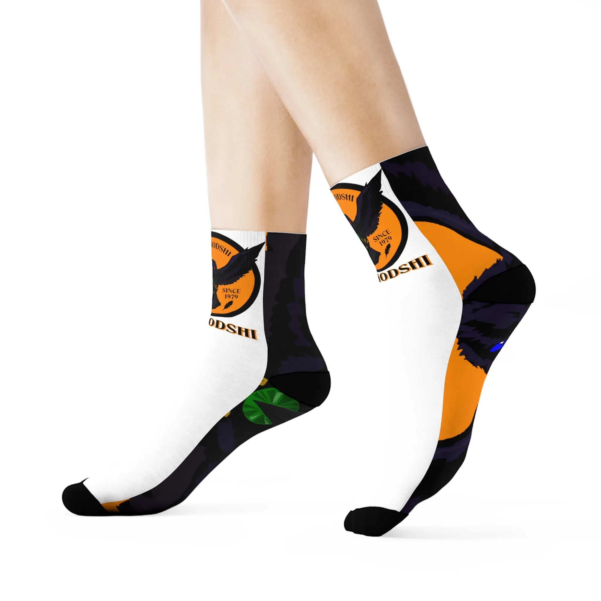 Crowgodshi First Generation Limited Edition White Socks, ORANGE LOGO