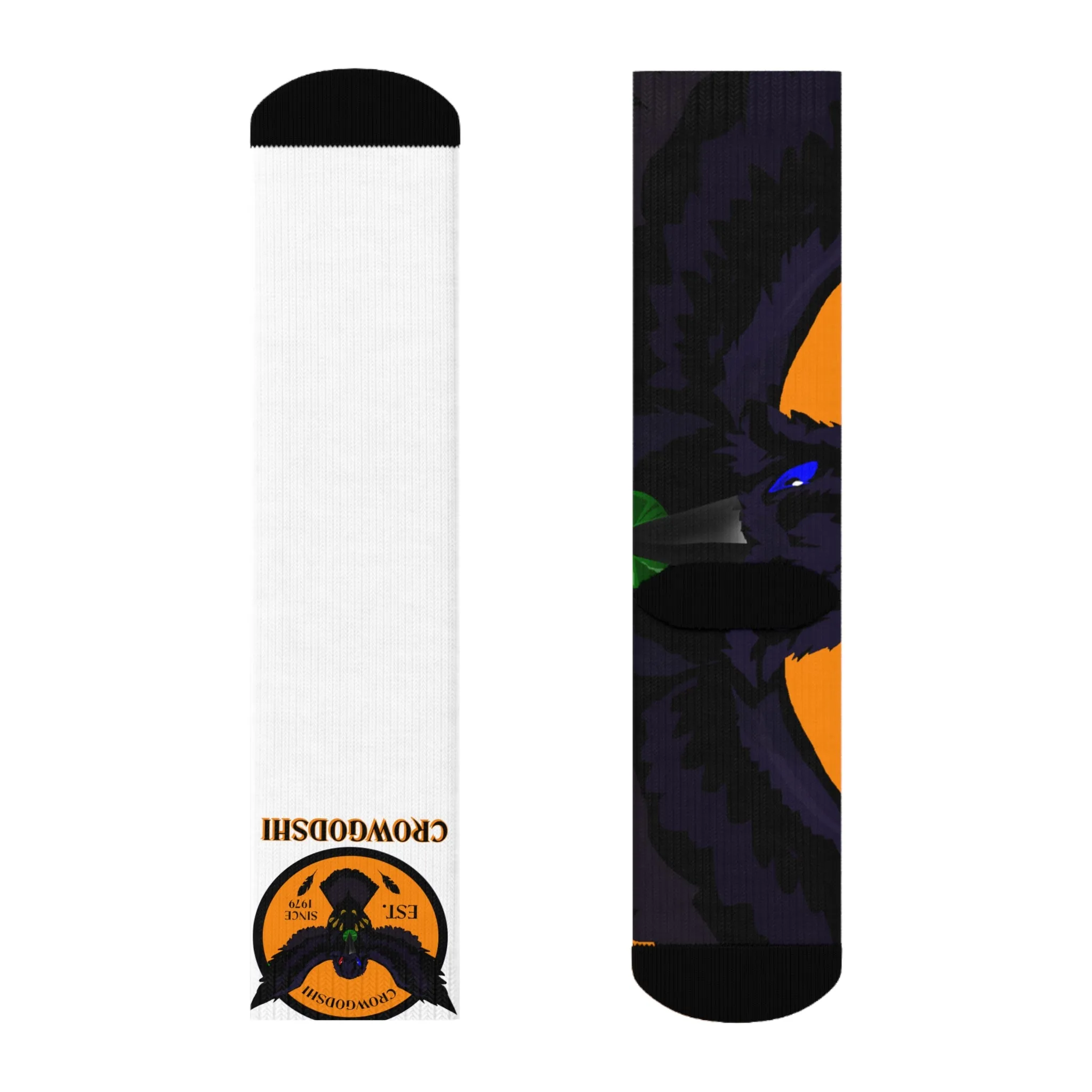 Crowgodshi First Generation Limited Edition White Socks, ORANGE LOGO