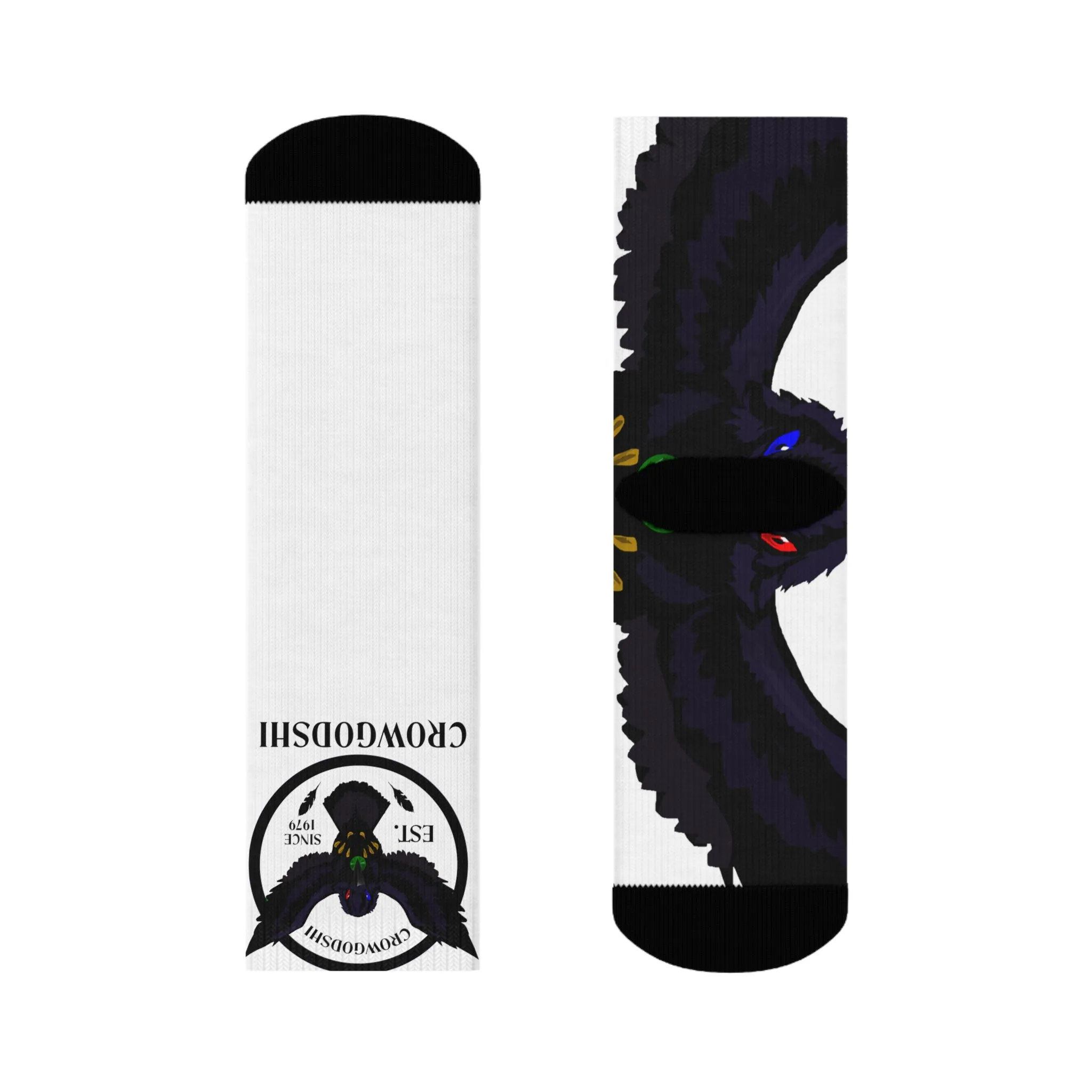 Crowgodshi First Generation Limited Edition White Socks, WHITE LOGO