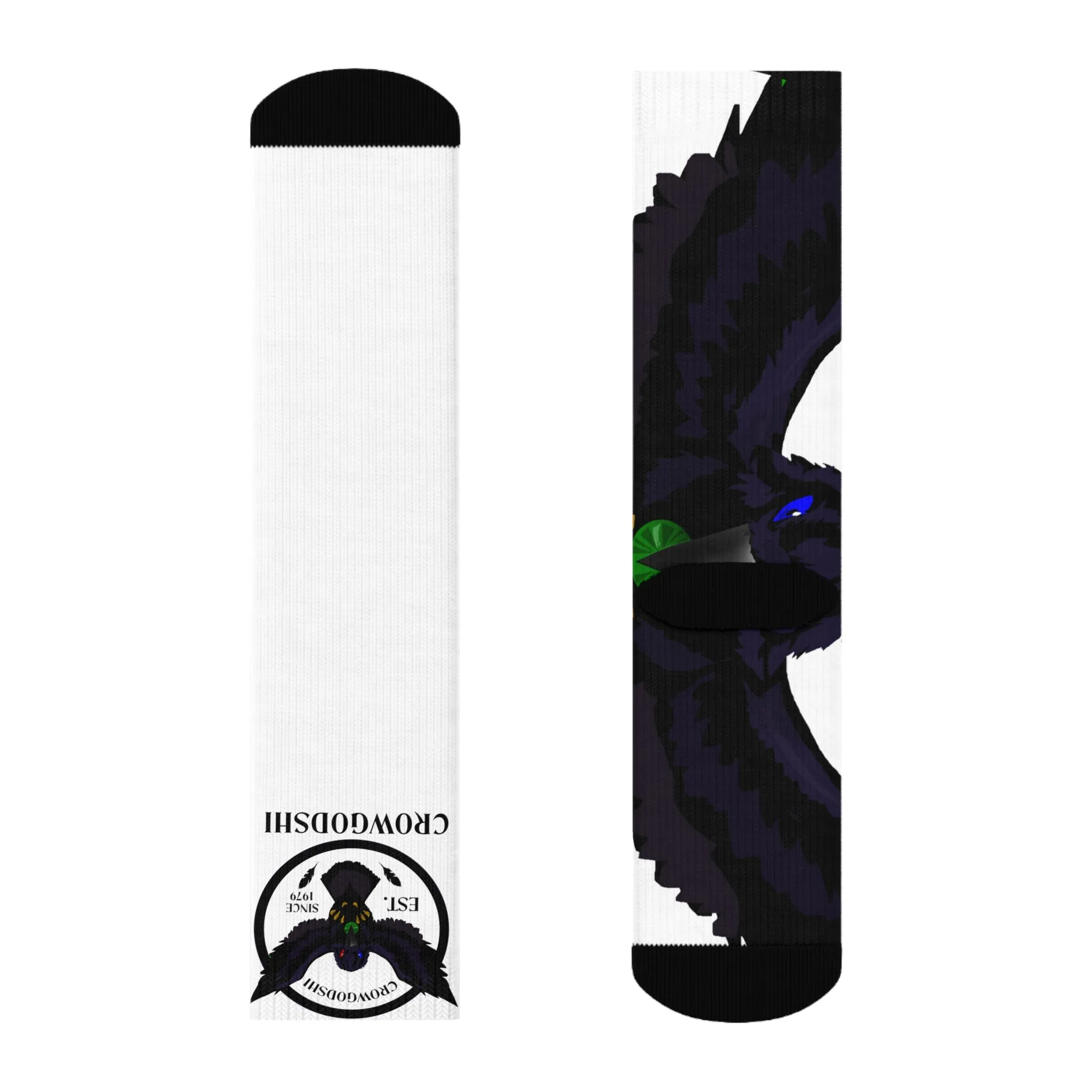 Crowgodshi First Generation Limited Edition White Socks, WHITE LOGO