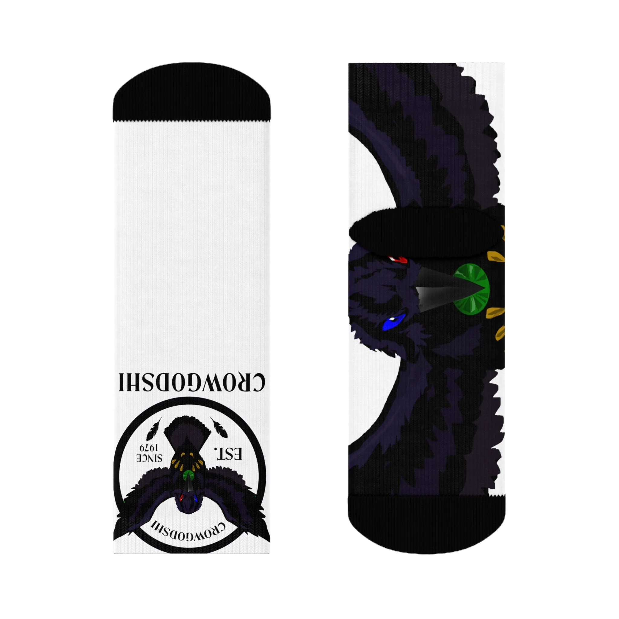 Crowgodshi First Generation Limited Edition White Socks, WHITE LOGO