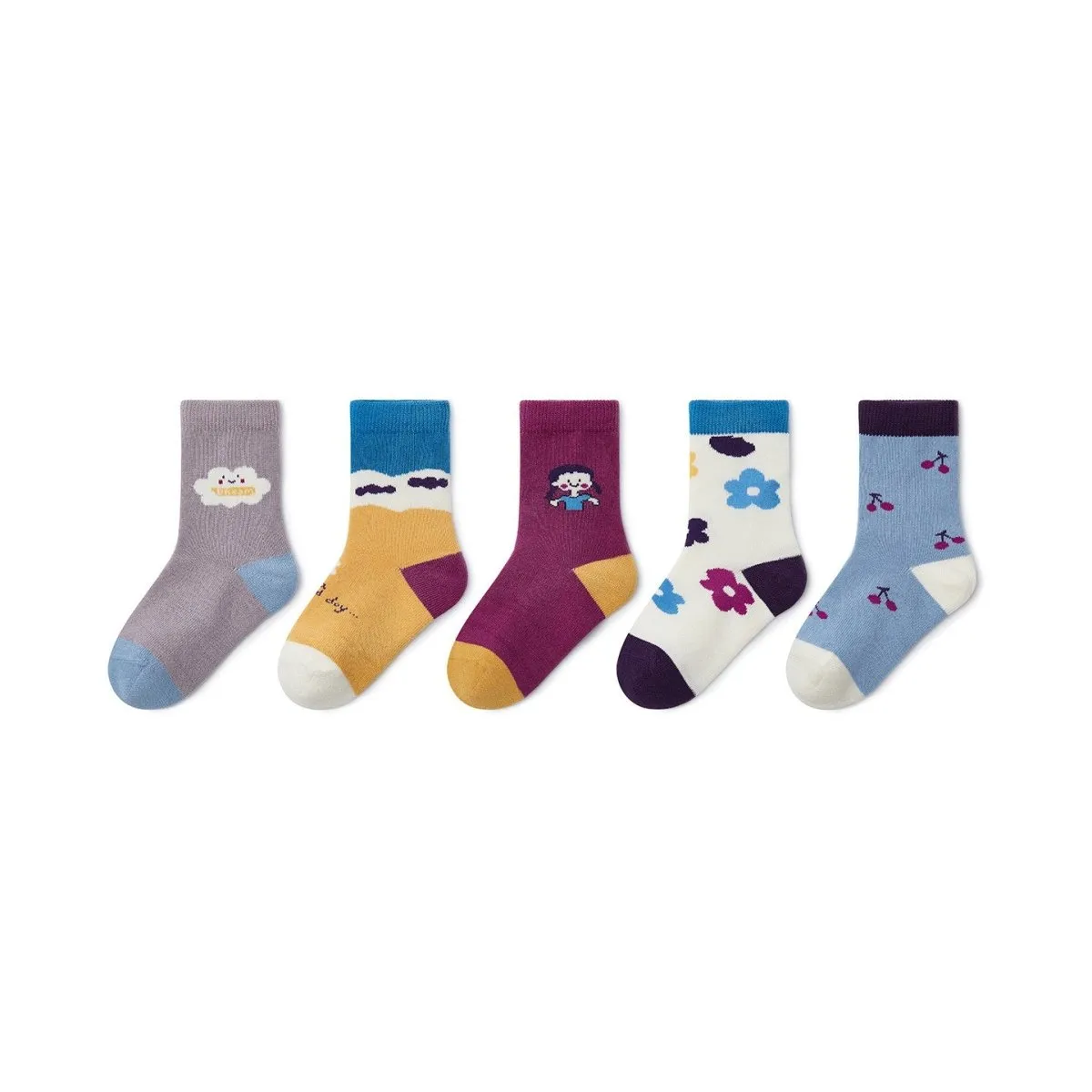 Dream Fun Warm Breathable Girl 5pcs Crew Socks Set