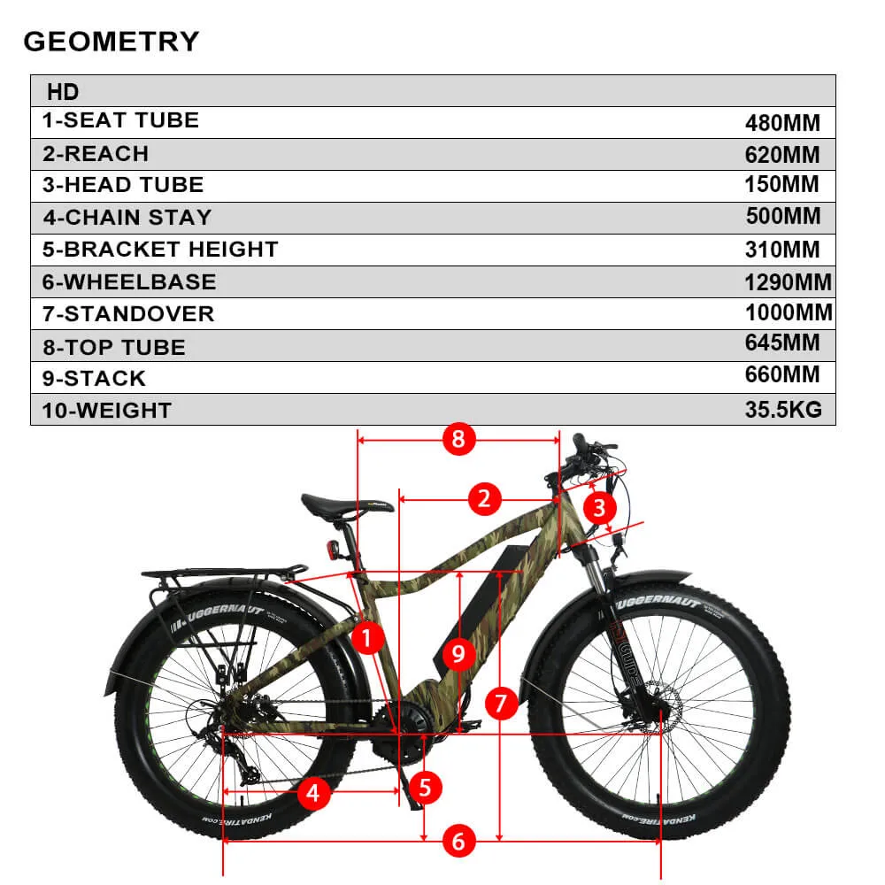 EUNORAU FAT-HD 1000W 48V Fat Tire Mountain Electric Bike