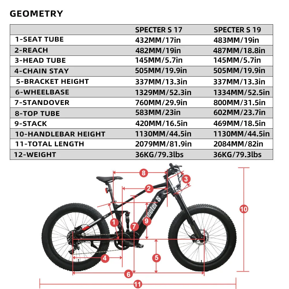 EUNORAU SPECTER-S 48V/17.5Ah 1000W Electric Mountain Bike