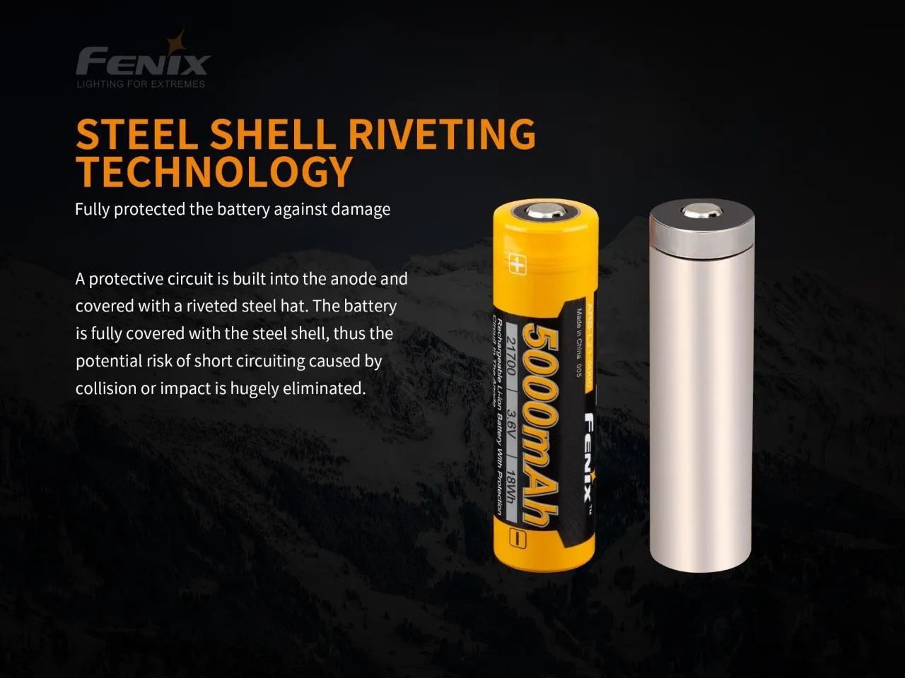 Fenix ARB-L21-5000 21700 5000mAh High capacity Li-ion rechargeable Battery