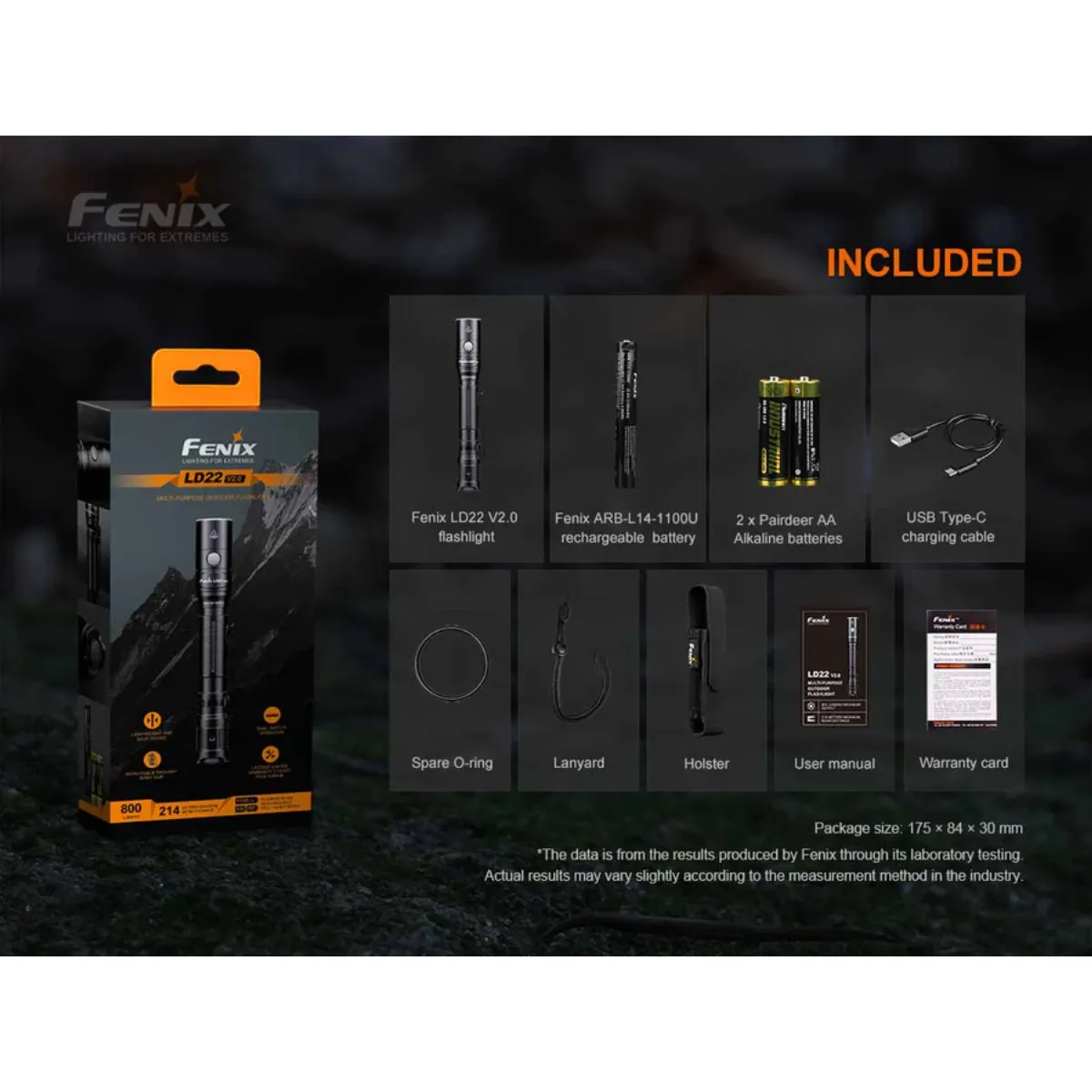 FENIX LD22 V2.0 800 LUMEN FLASHLIGHT