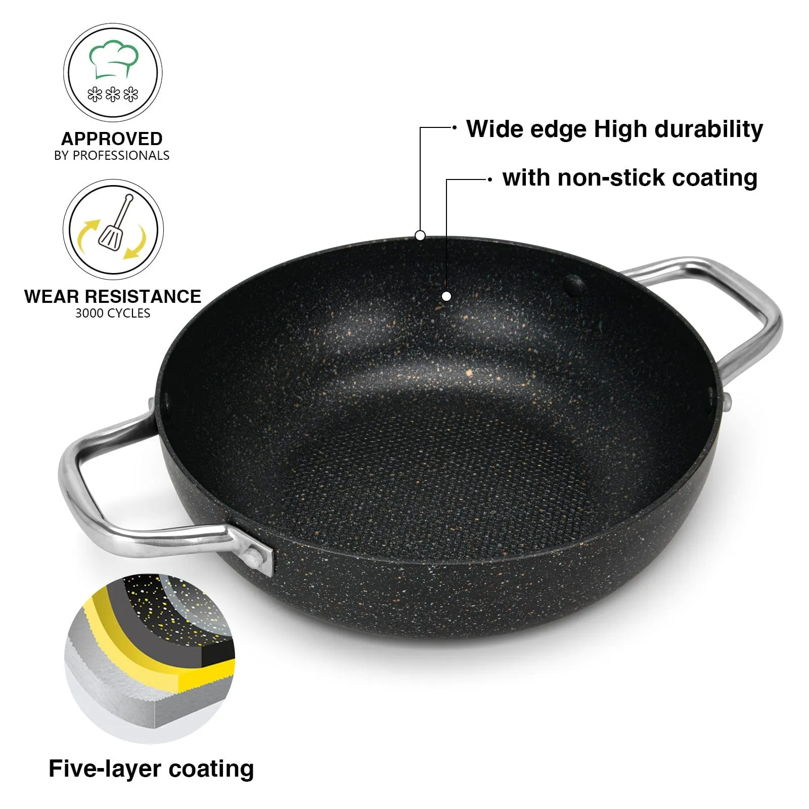 Fissman Wok Pan Promo Series With Aluminum And Non Stick Coating 26X7.8Cm/3.3Ltr Black