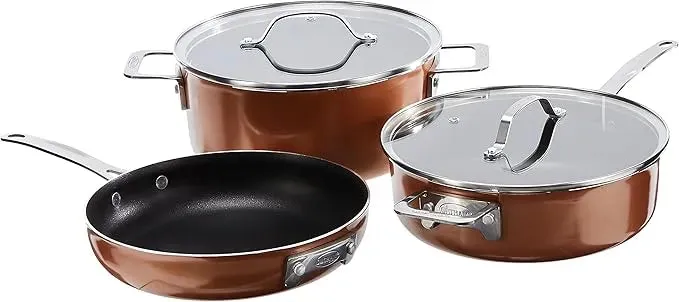 Gotham Steel Stackmaster 5-Piece Copper Space Saving Nonstick Cookware Set