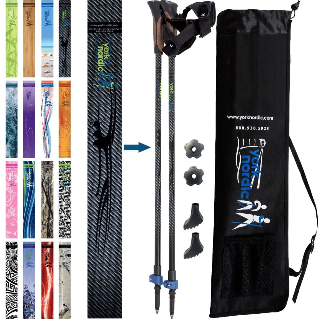 Gray "Man Up" Series Hiking Poles - 2 pack w-flip locks, detachable feet and travel bag - For Heights up to 6’2”