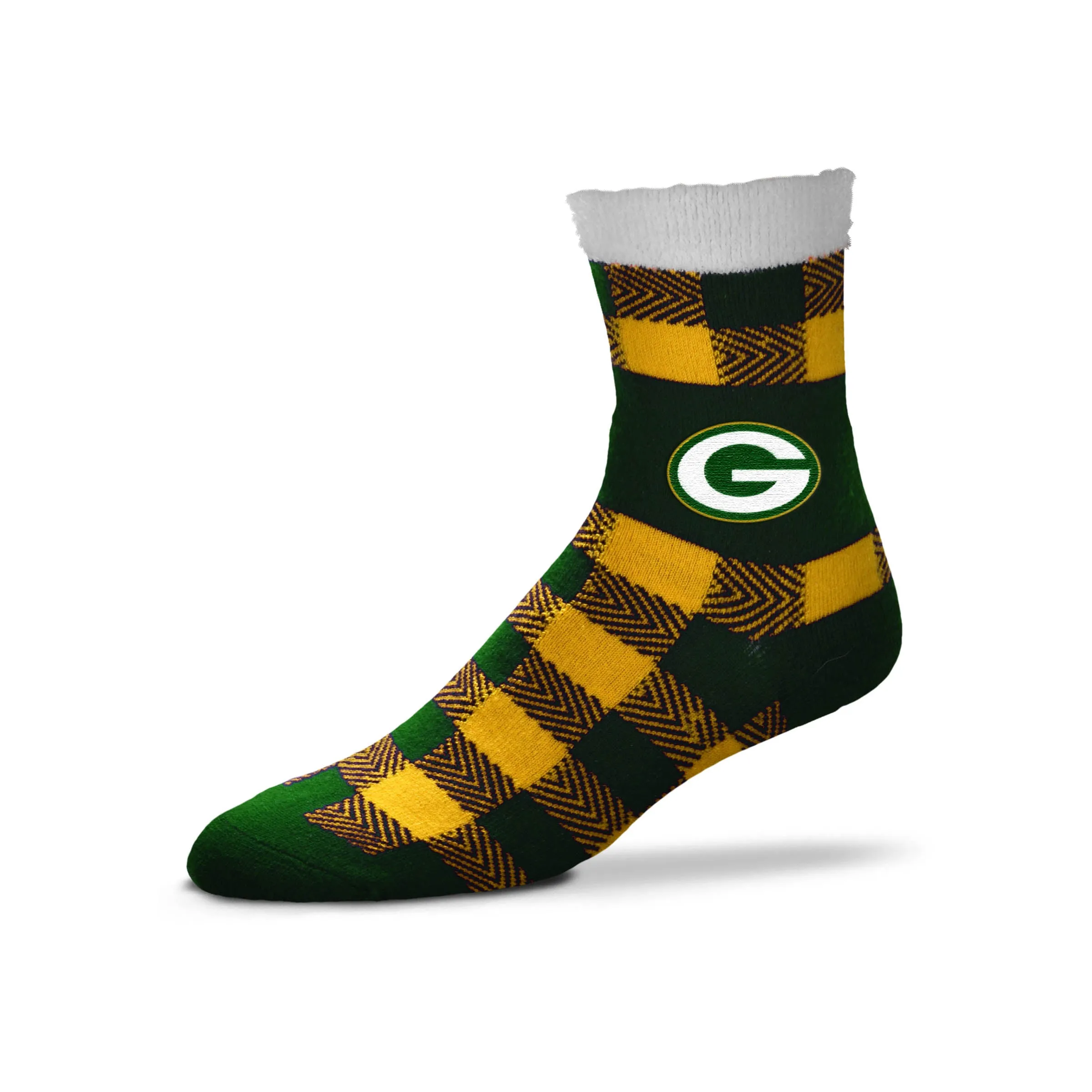 Green Bay Packers Buffalo Plaid Slipper Socks, One Size