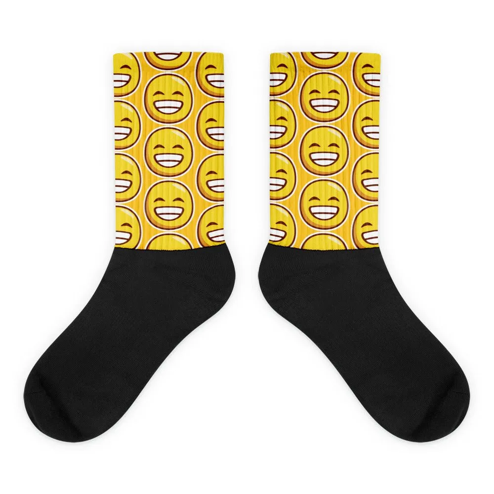 Grinning Emoji Socks smiling Yellow Cheery Funny Happy Cute Gift Warm Cozy