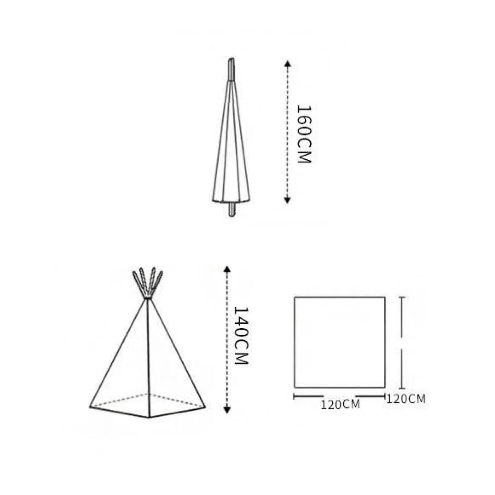 Large Foldable Kids Canvas Teepee Play Tent With Lights  ( White )