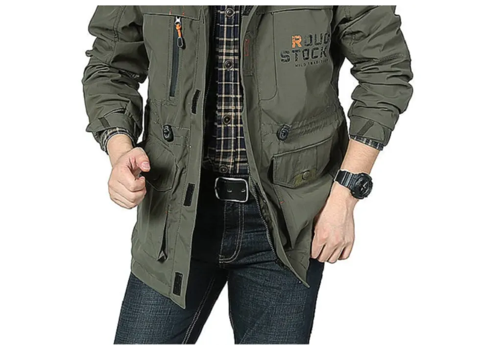 Men Breathable Multi-Pocket Military Style Windbreaker Bomber Jacket