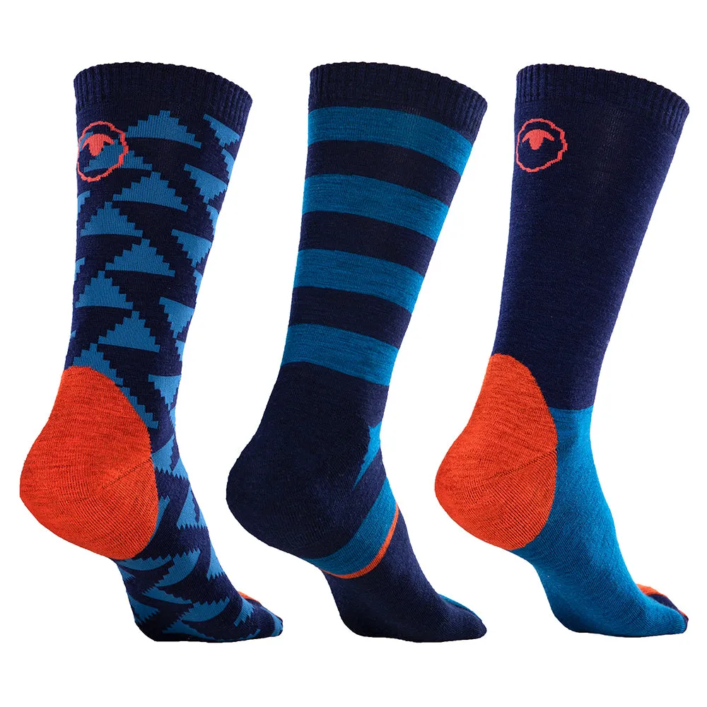 Merino Blend Everyday Socks (3 Pack - Navy/Blue)